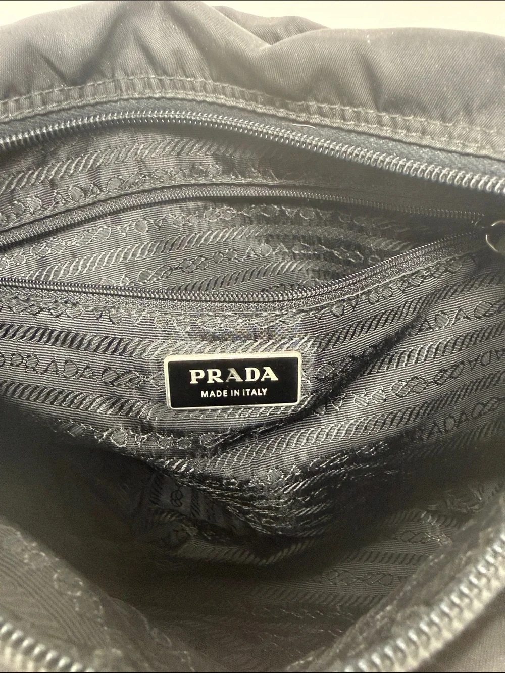 Prada Black Nylon Tessuto Messenger Crossbody Bag Leather Buckle Flap